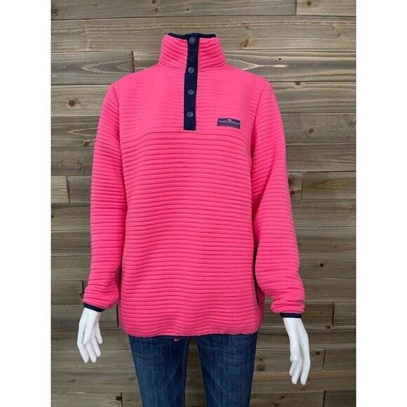 Simply Southern Ribbed Pullover Small Pink Button Collar Sweatshirt Jacket - Picture 3 of 8